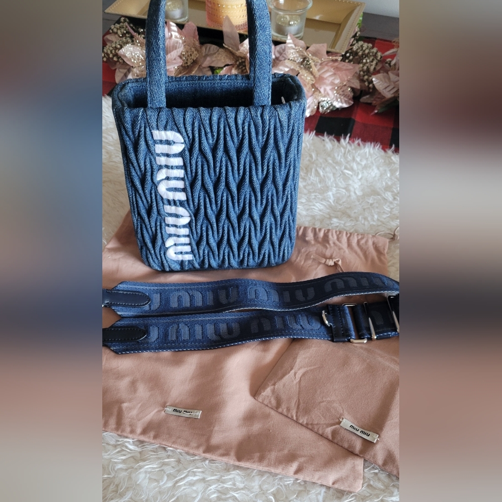 Miu Miu Denim Matelasse Crossbody/Handbag
